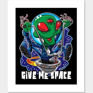 Give Me Space Alien UFO with Handlebars Posters and Art